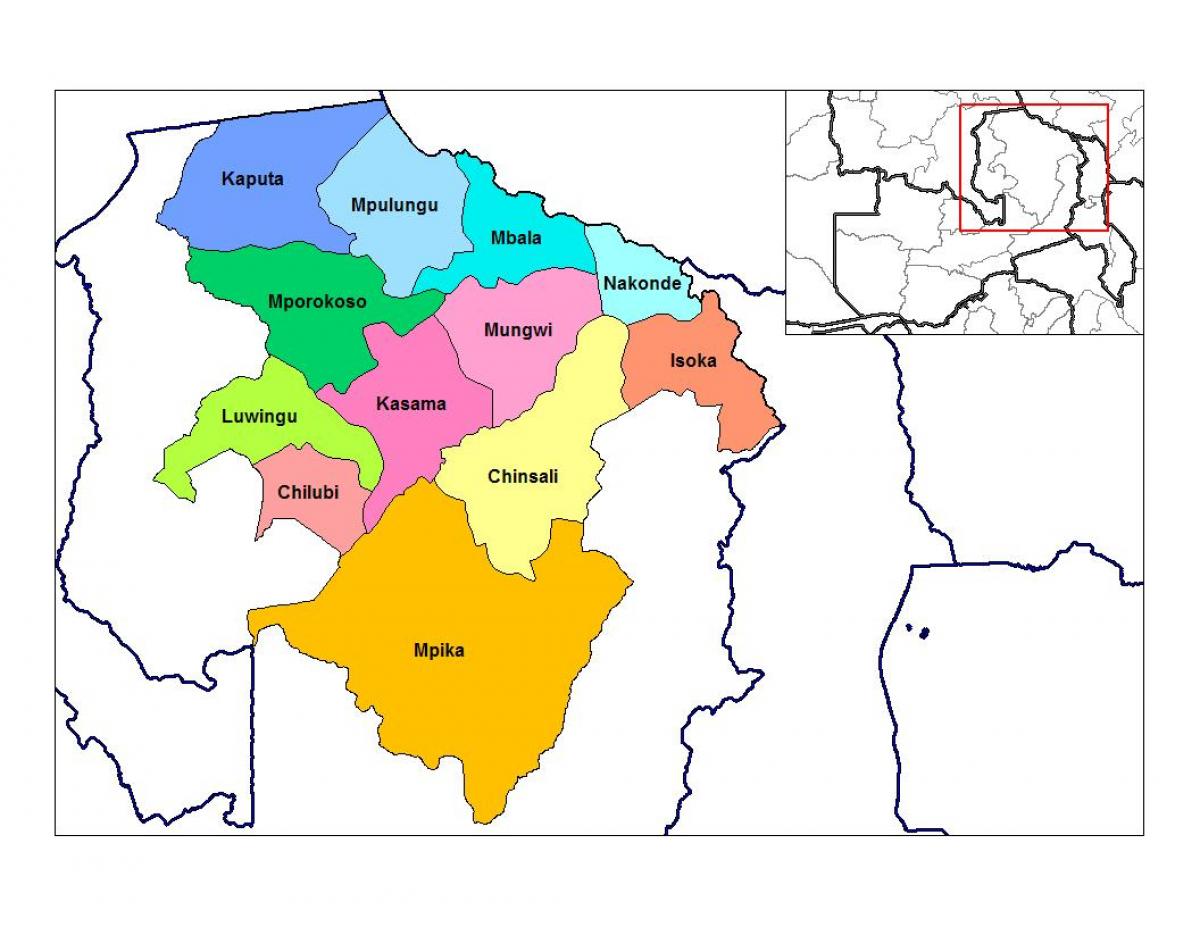 Bản đồ của bắc tỉnh Zambia