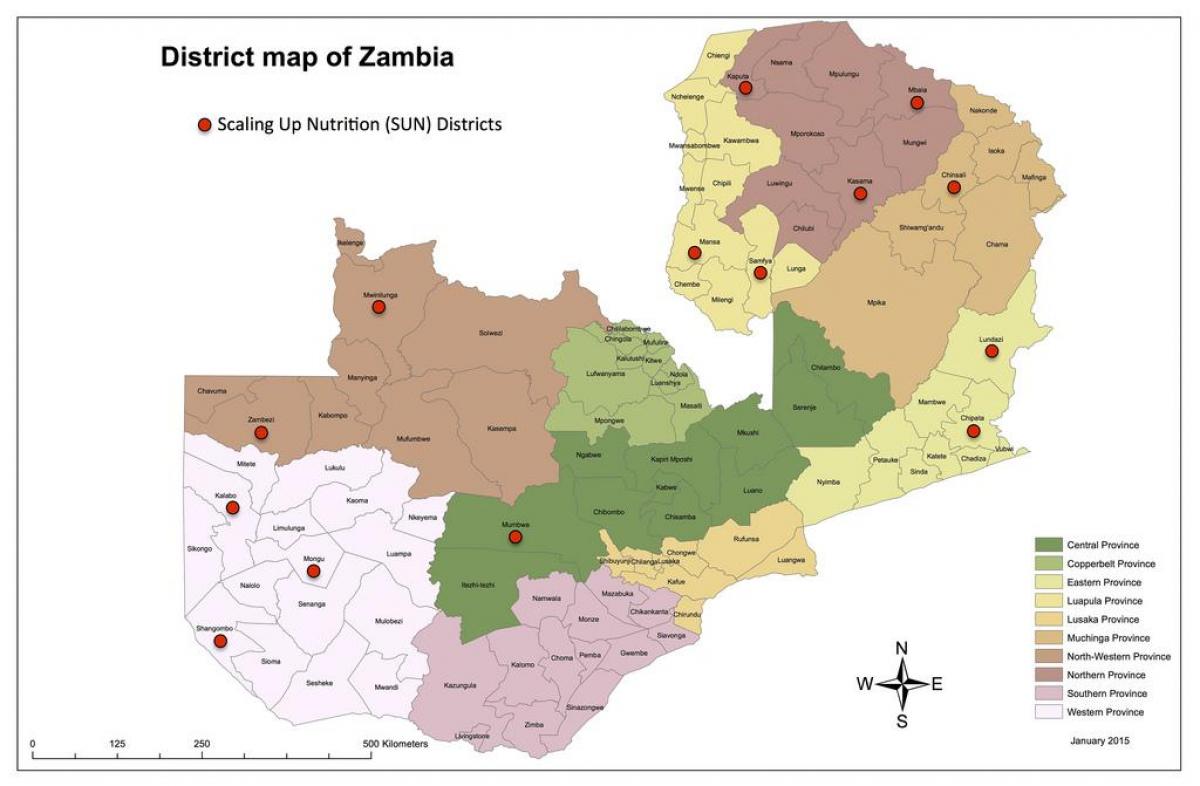 Zambia huyện cập nhật bản đồ