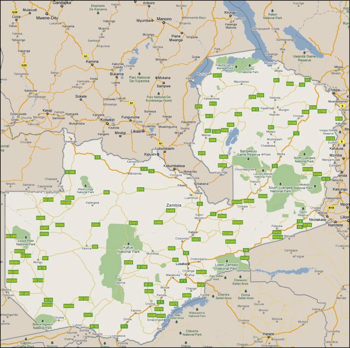 Bản đồ, chi tiết Zambia