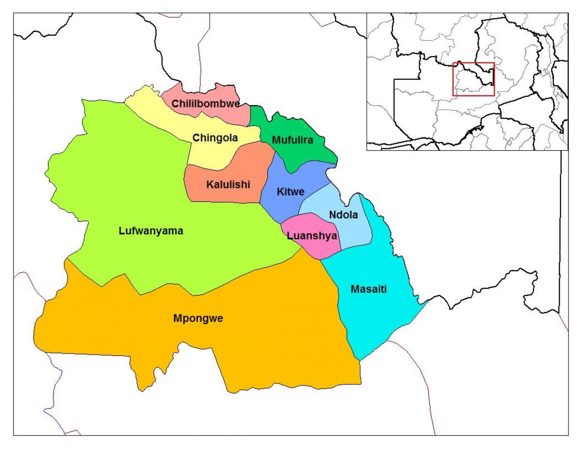 bản đồ của copperbelt tỉnh Zambia
