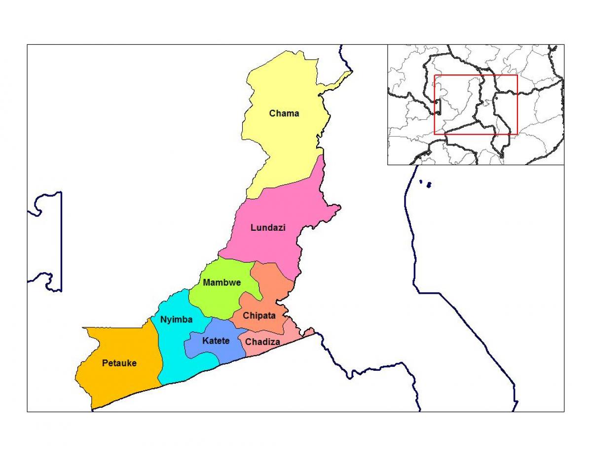 bản đồ của đông tỉnh Zambia