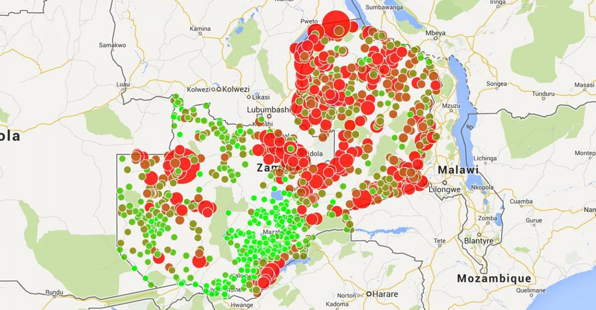 Bản đồ của Zambia sốt rét