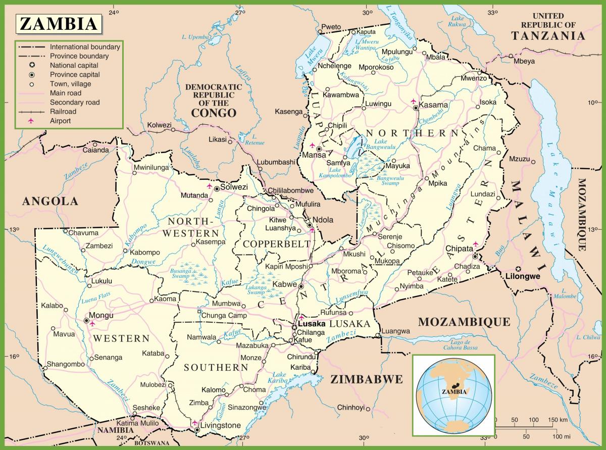 bản đồ của Zambia