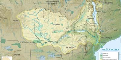 Bản đồ của Zambia đang ở sông, hồ